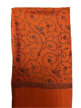 Rust Pashmina Embroidered Shawl