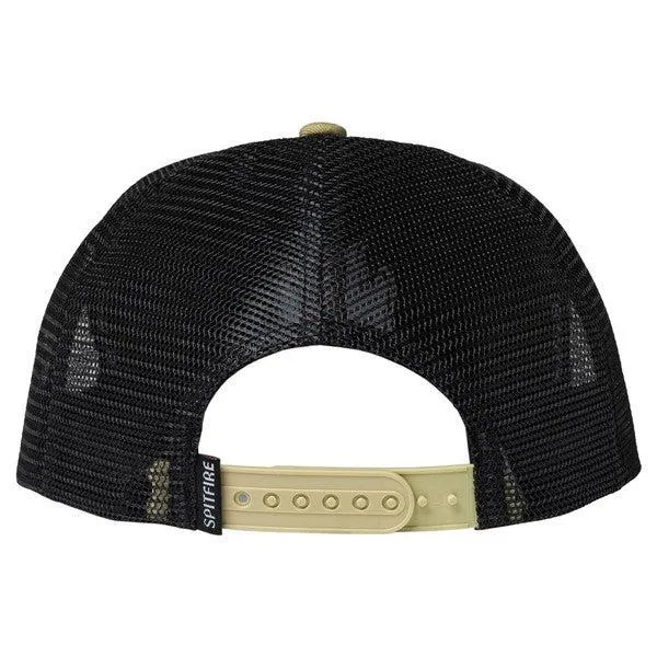 Spitfire Bighead Classic Mesh Trucker Snapback Hat Tan - Black