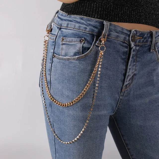 Stylish Waist Pants Belt Chain Multilayer Chain Ring Trousers Belt