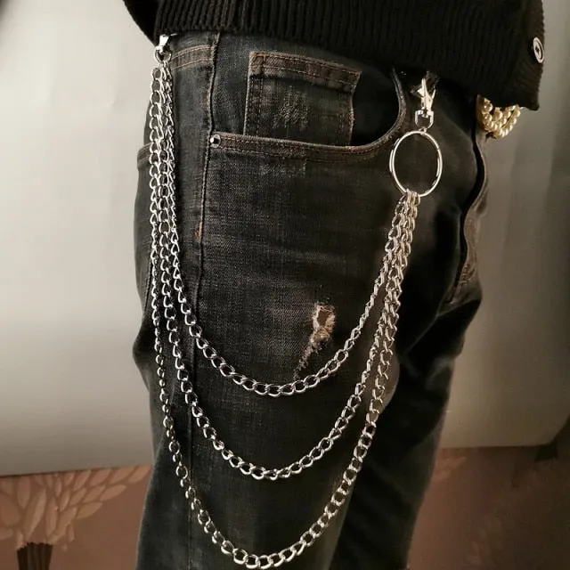 Stylish Waist Pants Belt Chain Multilayer Chain Ring Trousers Belt