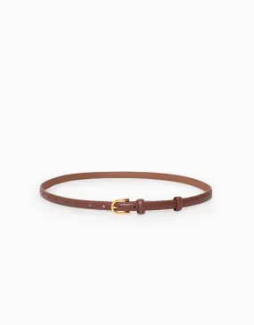 Textured Horseshoe Buckle Thin Leather Belt