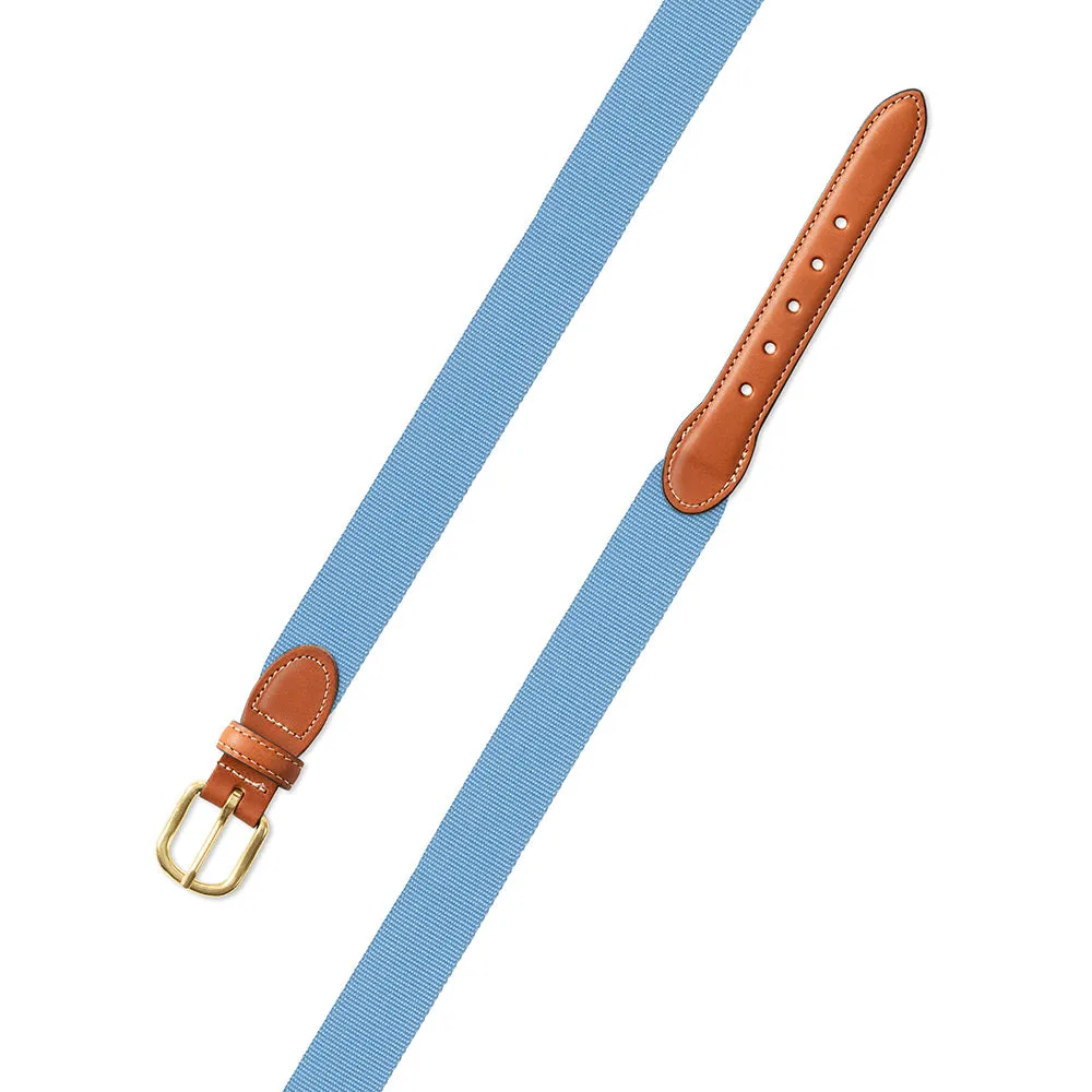 Textured Light Blue Belgian Surcingle Leather Tab Belt