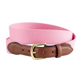 Textured Pink Belgian Surcingle Leather Tab Belt