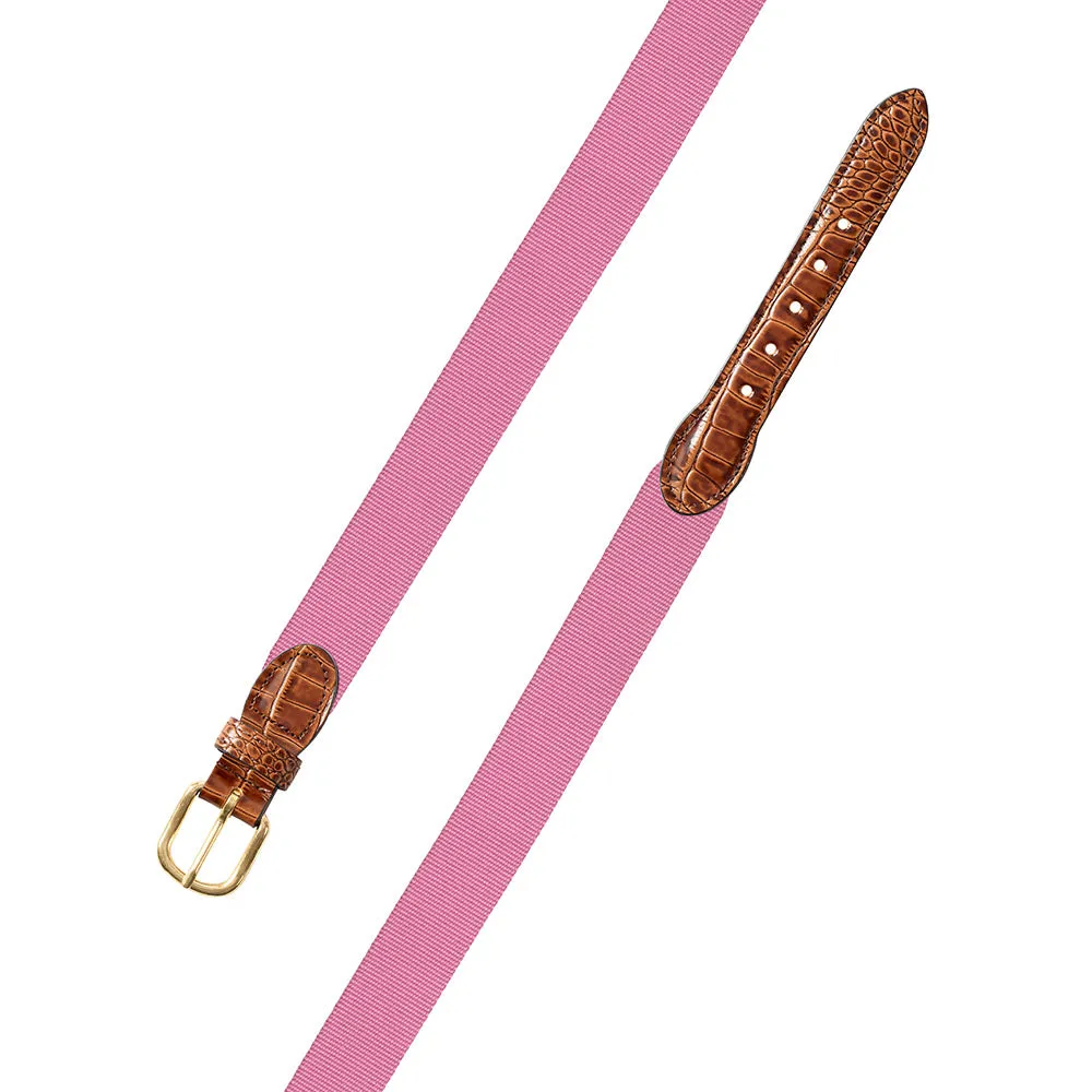 Textured Pink Belgian Surcingle Leather Tab Belt