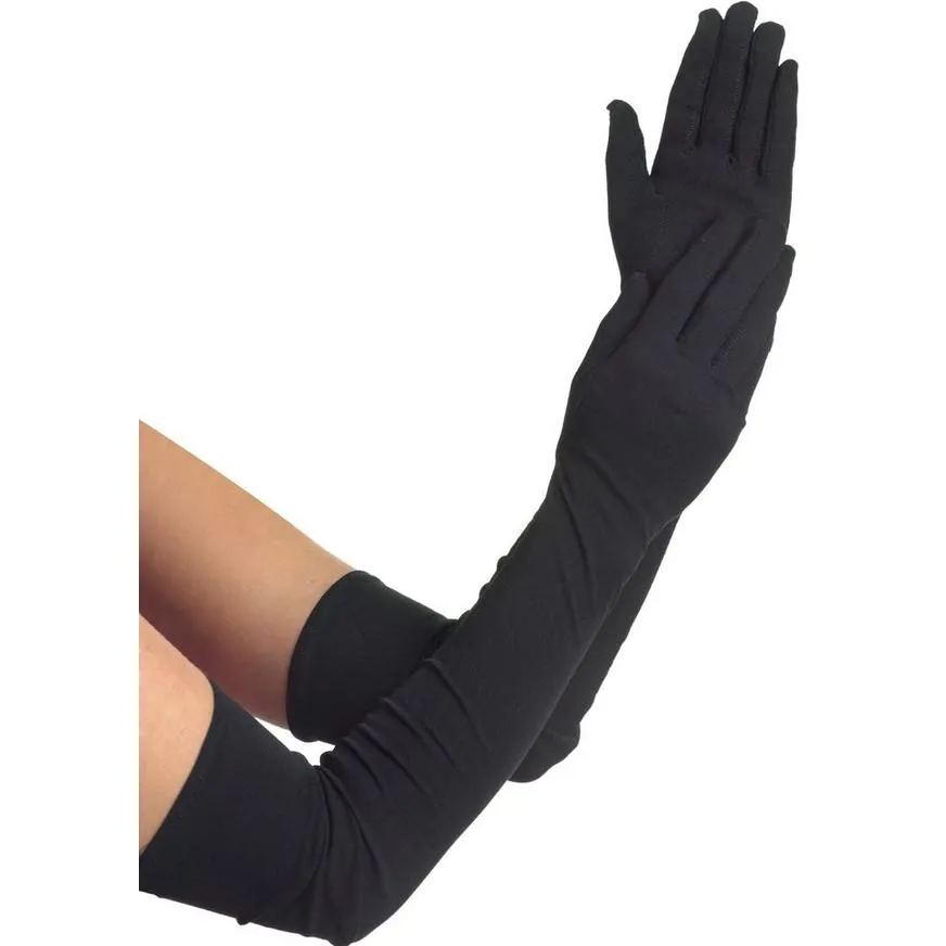 Women's Long Black Gloves, Adult | 1pr