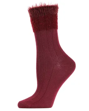 Women's Parfait Striped Fuzzy Cuff Crew Socks